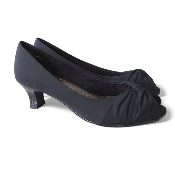 Coach and Four Peep Toe Kitten Pump Heels Black Women's 6.5 - Picture 4 of 11